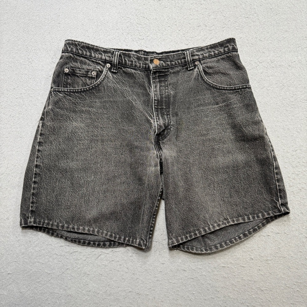 Vintage 90s Levi's 560 Shorts Men's 36 Black Faded Denim Relaxed Cotton Grunge
